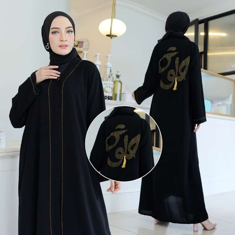 BANAT ABAYA EXCLUSIVE GAMIS ARAB SAUDI HITAM BORDIR TURKI UMROH TURKEY ABAYA HELWA GOLD SWAROSVKY