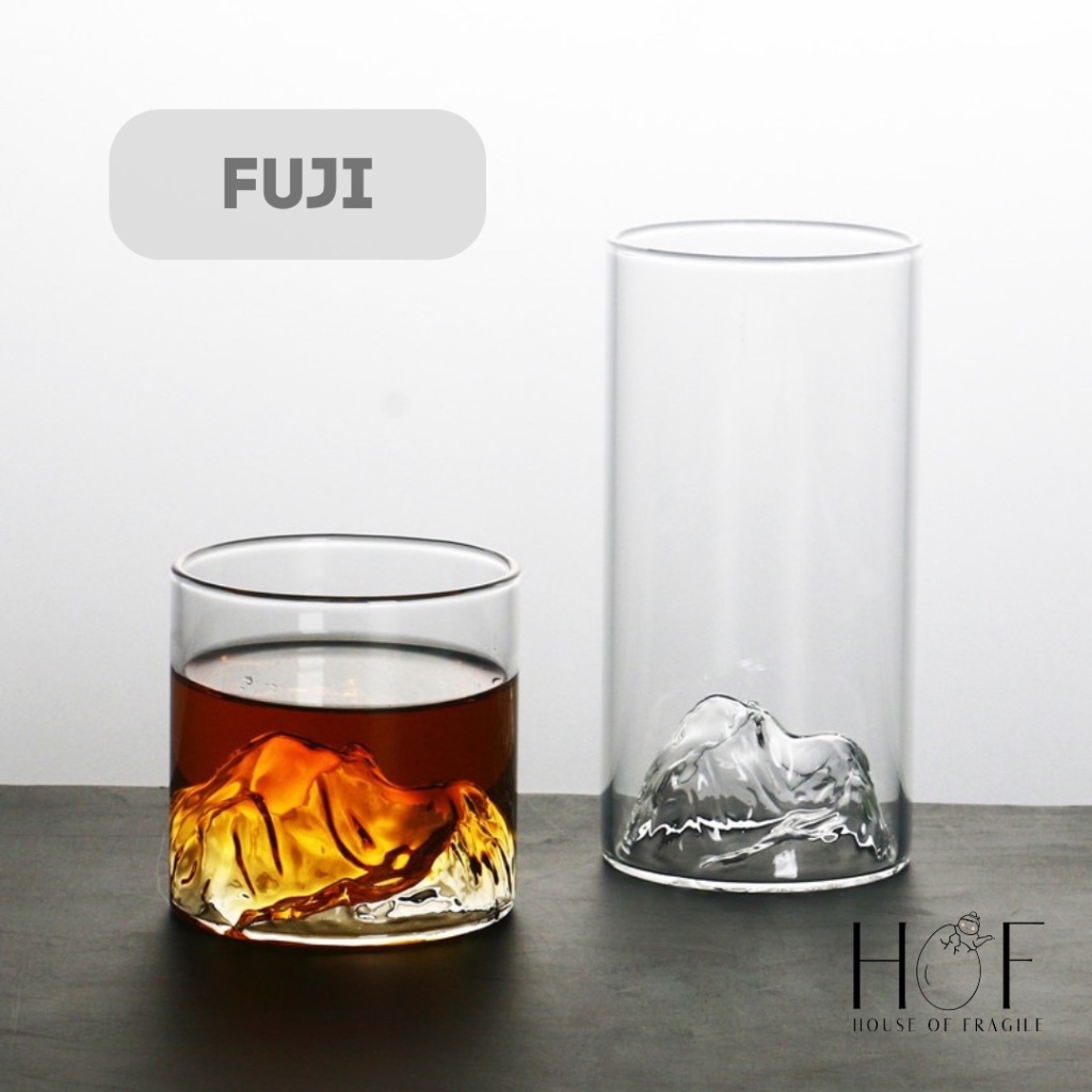 [HOF] FUJI Gelas Cafe Jepang Gunung 3D - Aesthetic Mountain Shape Glass Cangkir Kaca Bulat Estetik