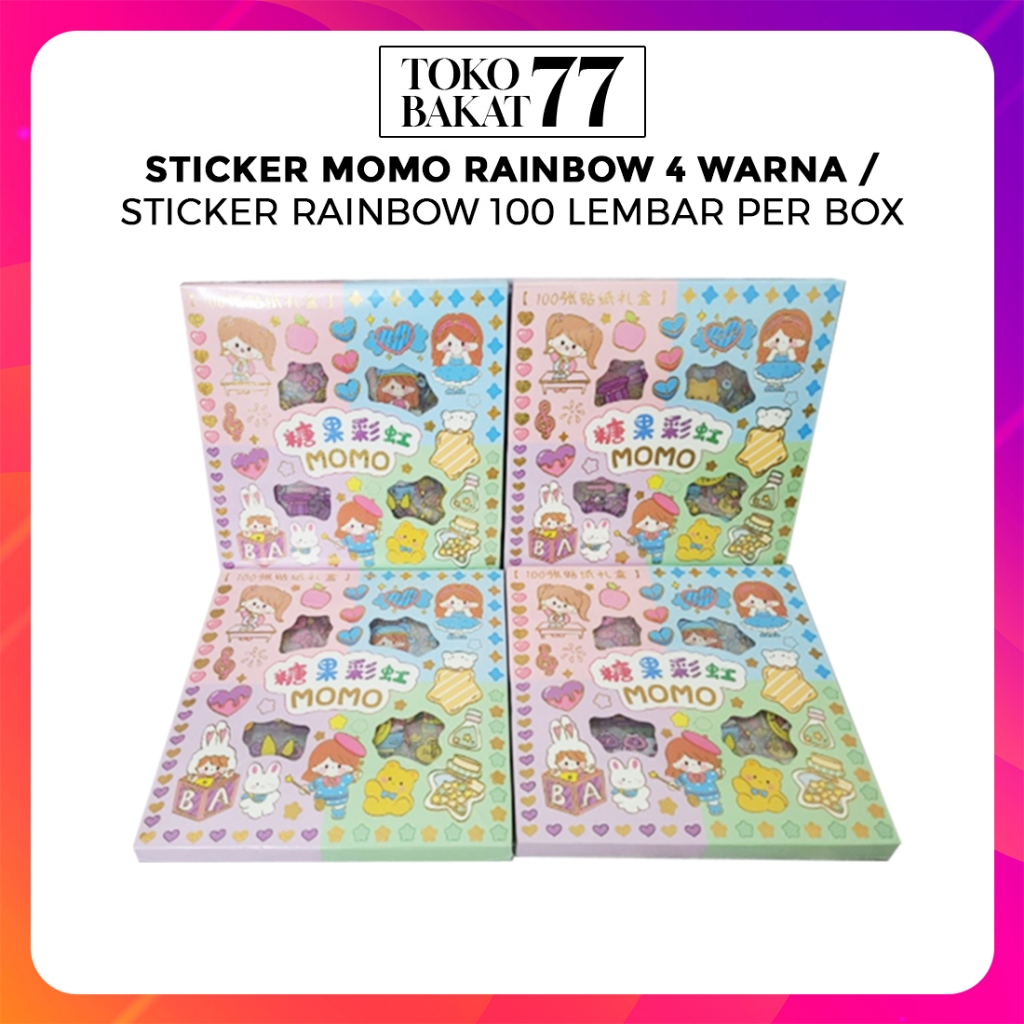 

STICKER MOMO RAINBOW 4 WARNA / STICKER RAINBOW 100 LEMBAR PER BOX