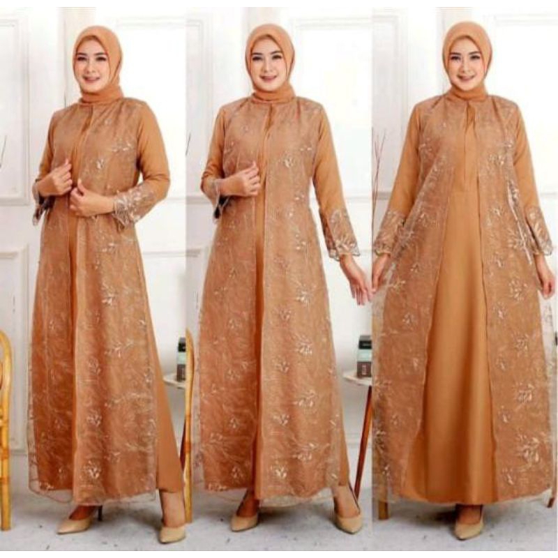 gamis  PESTA TERBARU BRUKAT TILLE bagus/keren
