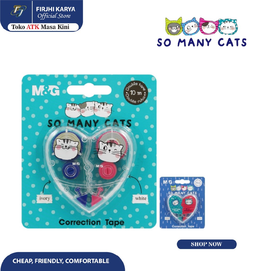 

SO MANY CATS" 2 Heart Shape Correction Tape 5m Set 2in1 - M&G