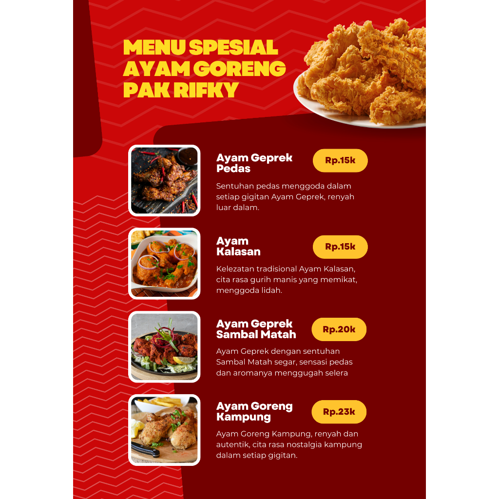 

Cetak daftar menu (sudah di laminating)
