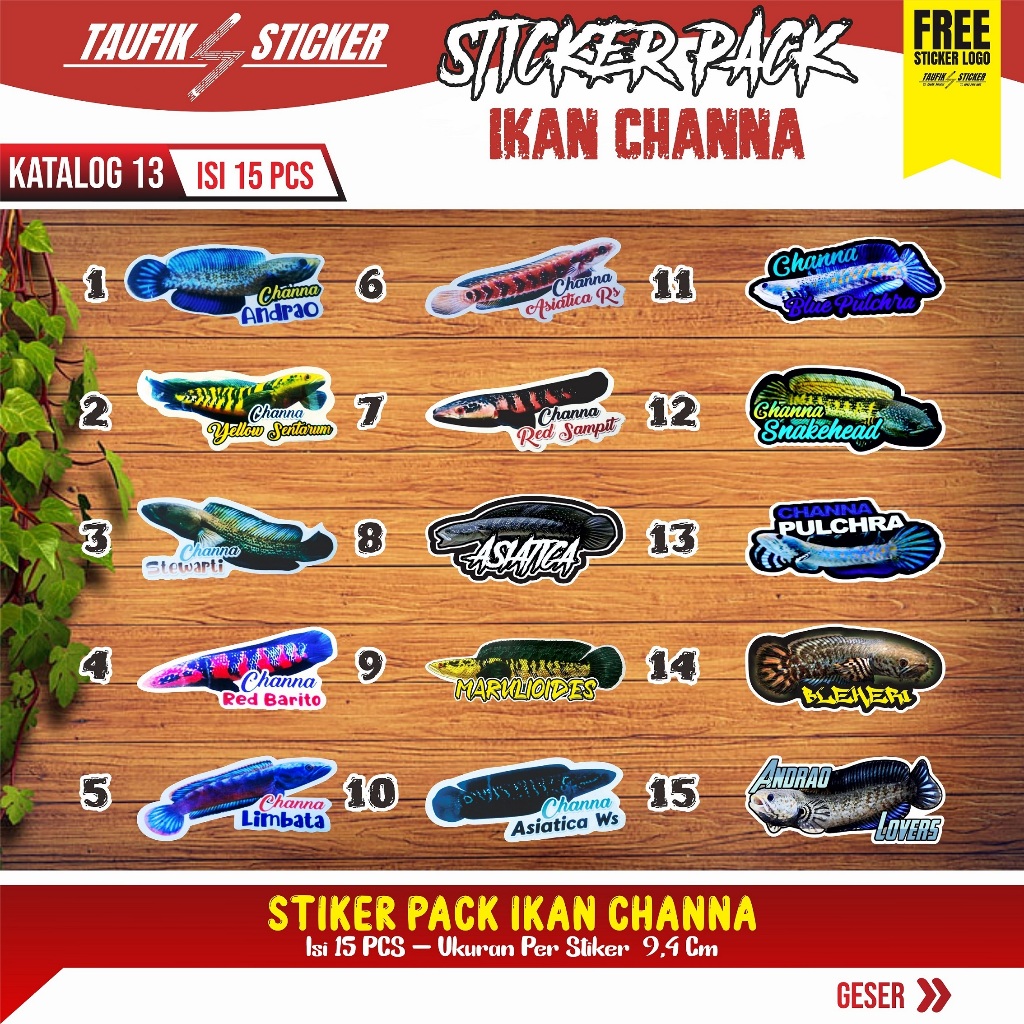 

STIKER IKAN CHANNA ANTI AIR #DESAIN 13