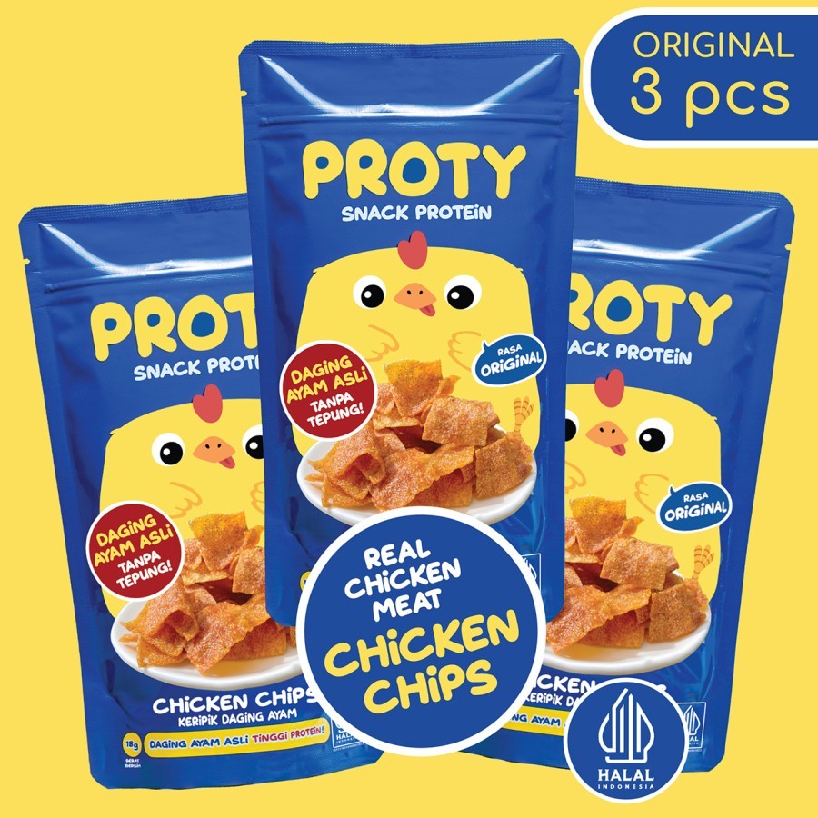 

PROTY Rasa Original (Bundle 3) Snack Ayam Halal Cemilan Anak Sehat Chicken Chips