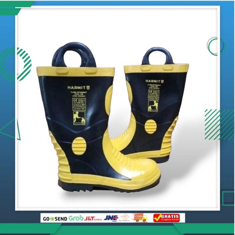 Sepatu Boots Harmit Original / Safety Boots Damkar Tinggi / Sepatu Boots Pemadam