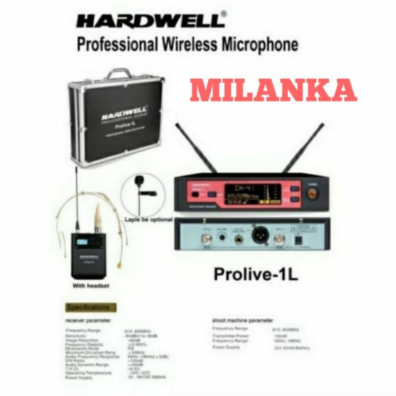 Mic Wireless HARDWELL Prolive 1L Clip On Headset UHF Hardwel Single Mic Original TERBAIK