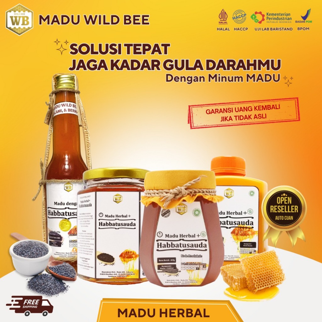 

[PROMO] Madu Herbal + Habbatussauda Wild Bee - Garansi 100 % Madu Asli