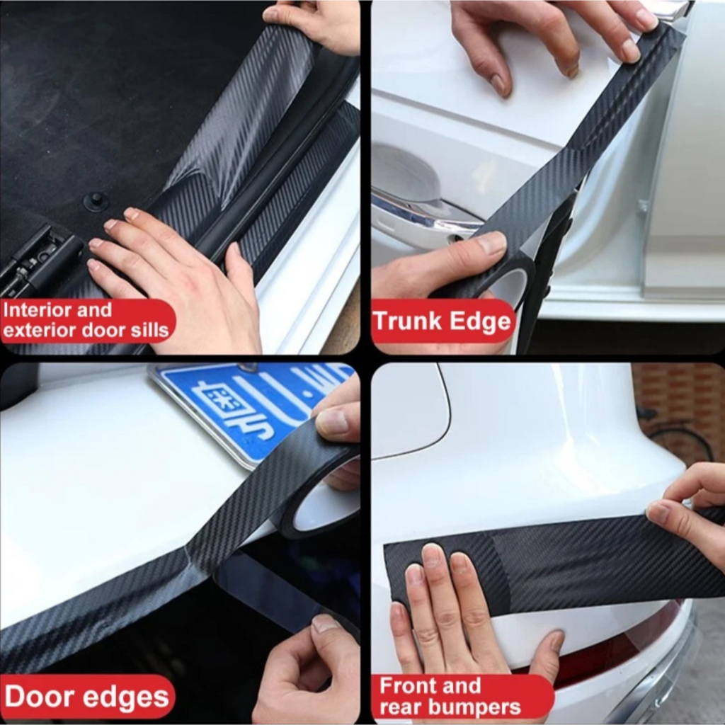 Cuci Gudang  Stiker Karbon Mobil-Stiker Pijakan Pintu Mobil-Stiker Bemper Mobil- 3D Nano Karbon