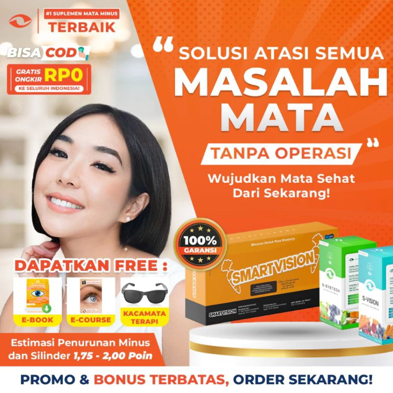 SMART VISION Suplemen Mata Minus, Plus & Silinder Terbaik BPOM Herbal Obat Mata minus Solusi mengoba
