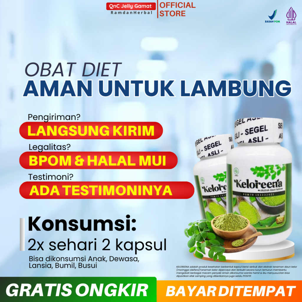 Obat Diet Yang Aman Untuk Asam Lambung Detox Pelangsing Keloreena Kapsul Isi 50-100 Kapsul BPOM & HA
