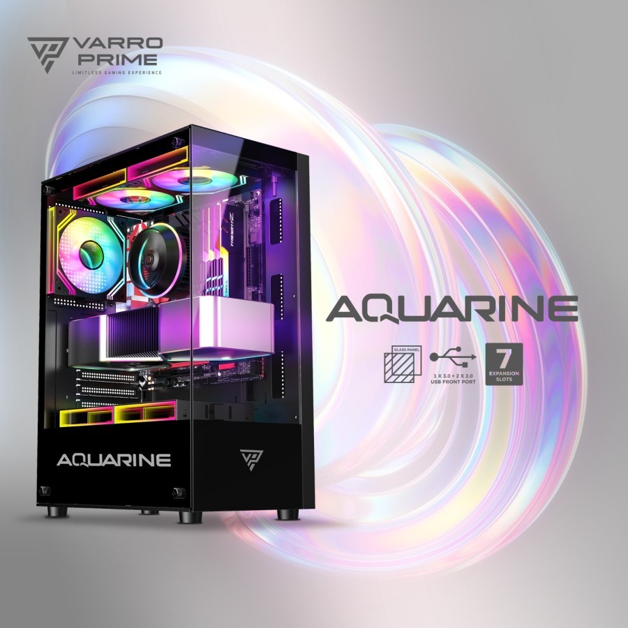 Casing Varro Prime Aquarine Black ATX PC/Komputer