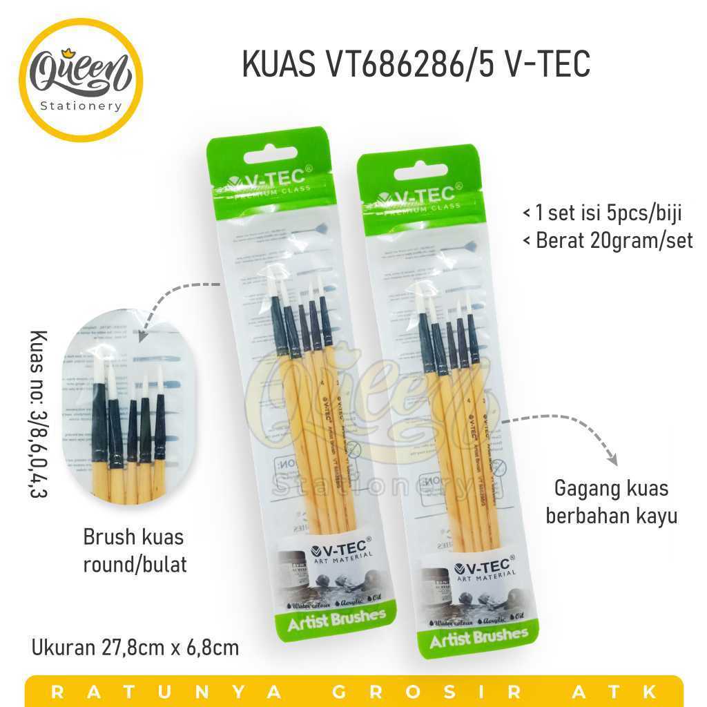 

1 SET (5 PCS) KUAS VT686286/5 V-TEC / BRUSH V-TEC/ KUAS LUKIS V-TEC / KUAS SET V-TEC