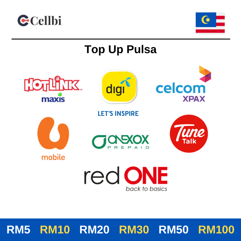 Pulsa Malaysia - Hotlink Digi Celcom U-Mobile All Operator