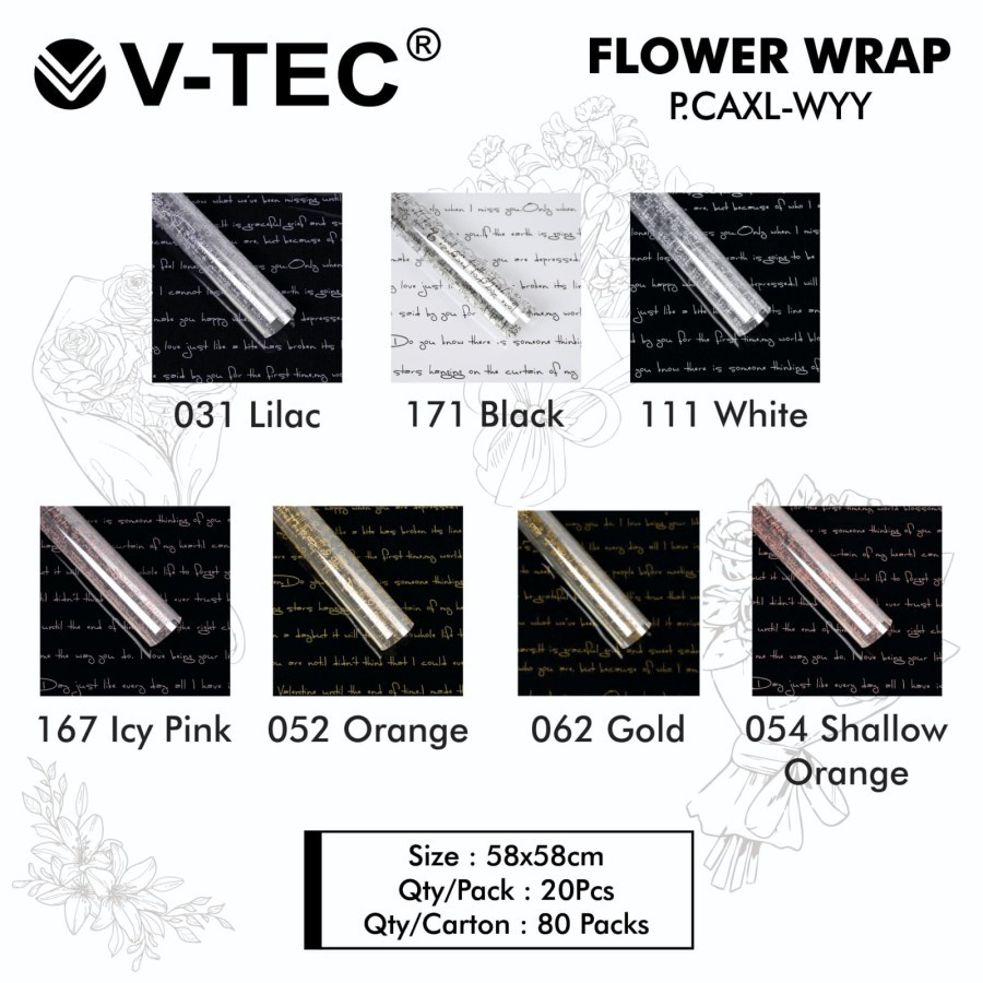 

V-TEC FLOWER WRAP P.CAXL-WYY TRANSPARAN MOTIF - KERTAS CHELLOPHANE - CELLOPANE - KERTAS BUKET BUNGA