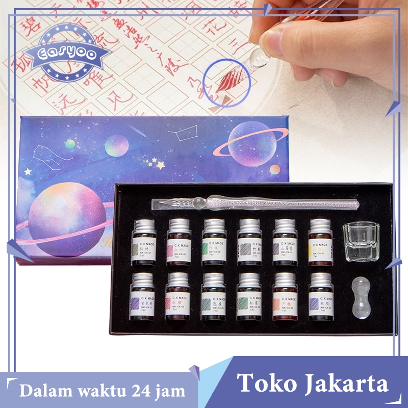 

Glass Dip Calligraphy Pen Set Dengan 12 Ink Kaca Calligraphy Set