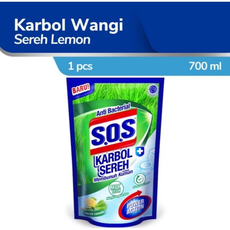 SOS KARBOL LEMON SEREH REFILL 700ML