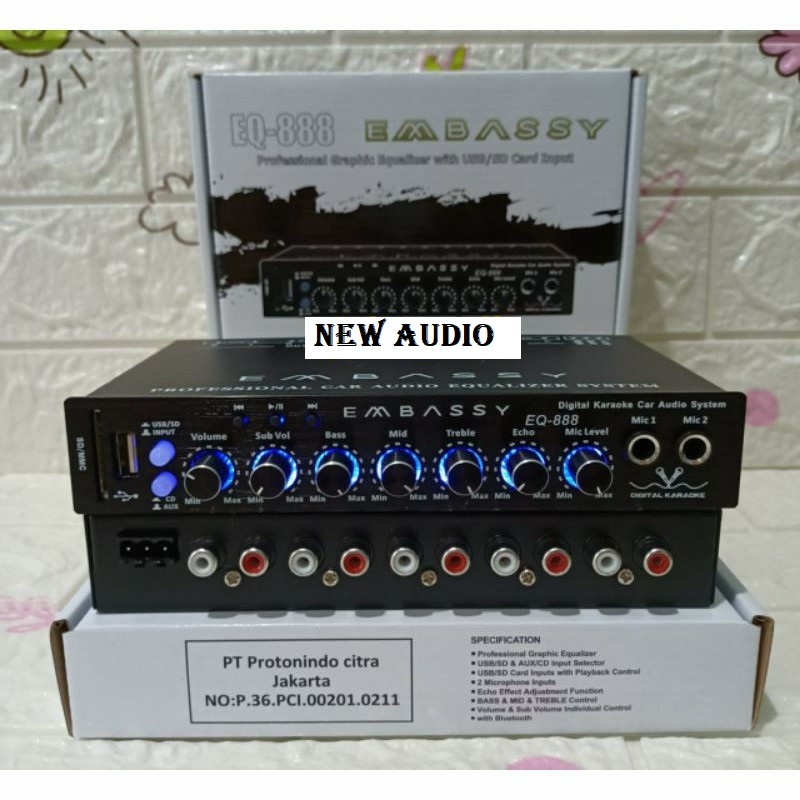 Pre Amp Parametrik With Bluetooth Embassy EQ 888 Parametrik Equalizer