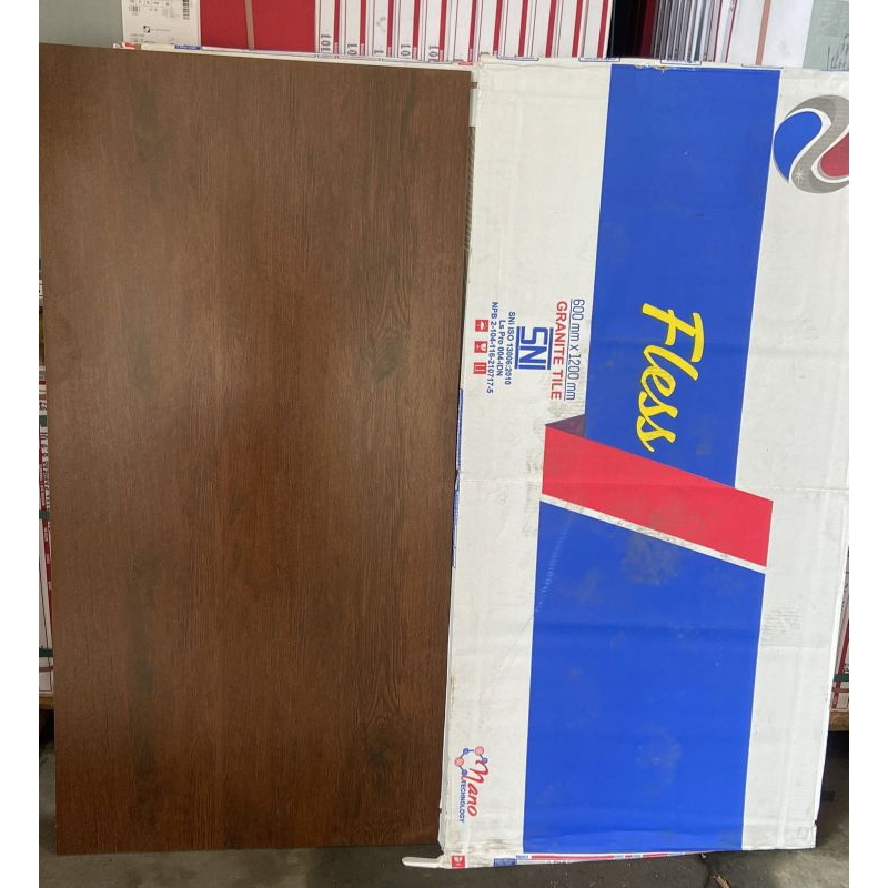 Granit 60x120 Lantai Mat motip kayu coklat walnut