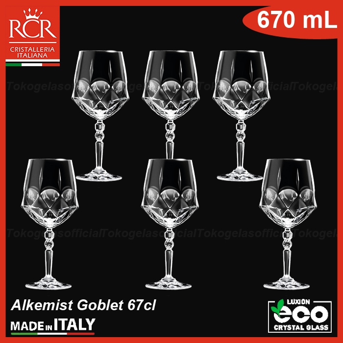 1 Set Isi 6 Pcs RCR Gelas Cocktail Alkemist 670 ml - Gelas Gin and Tonic - Gelas Kristal - Gelas Coc