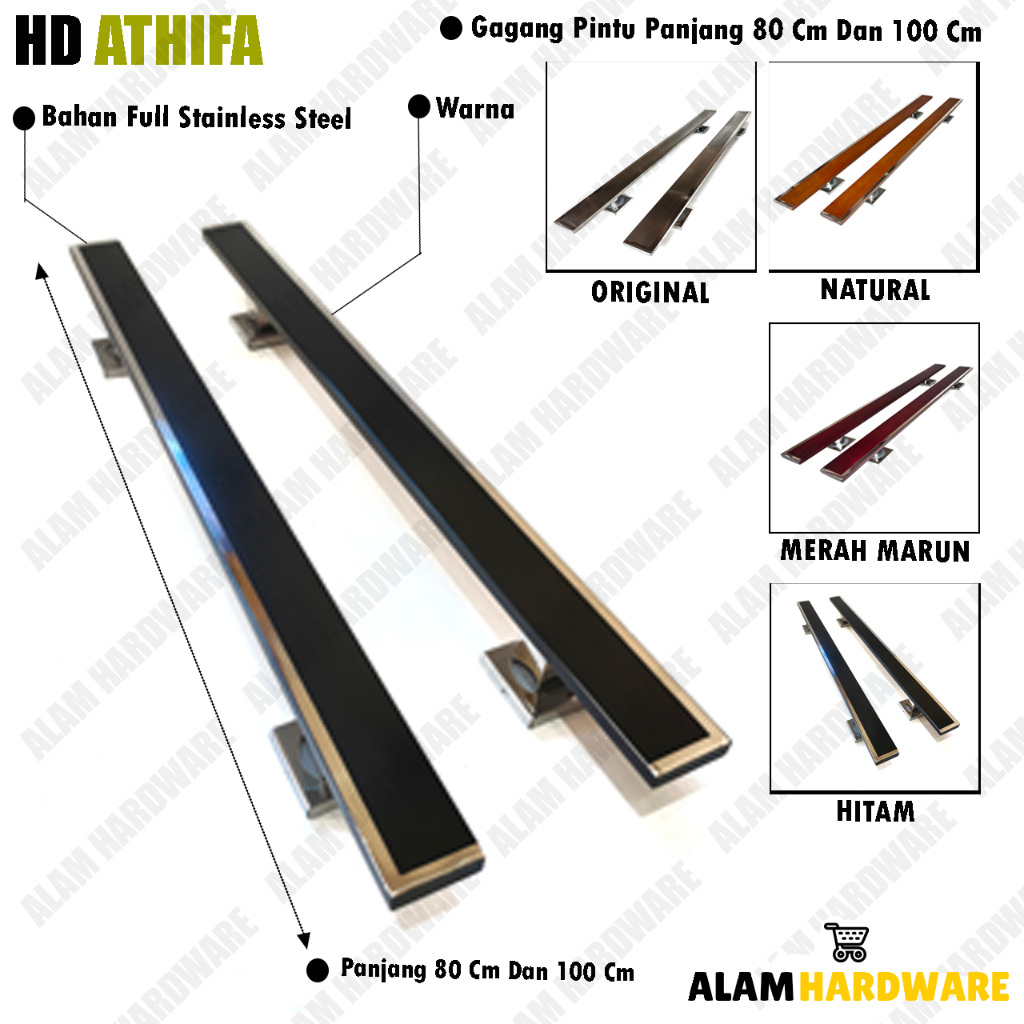 Gagang Pintu Merk ALAM Type Athifa 80 Cm Dan 100 Cm Handle Pintu Rumah Bahan Stainless Stell Tarikan