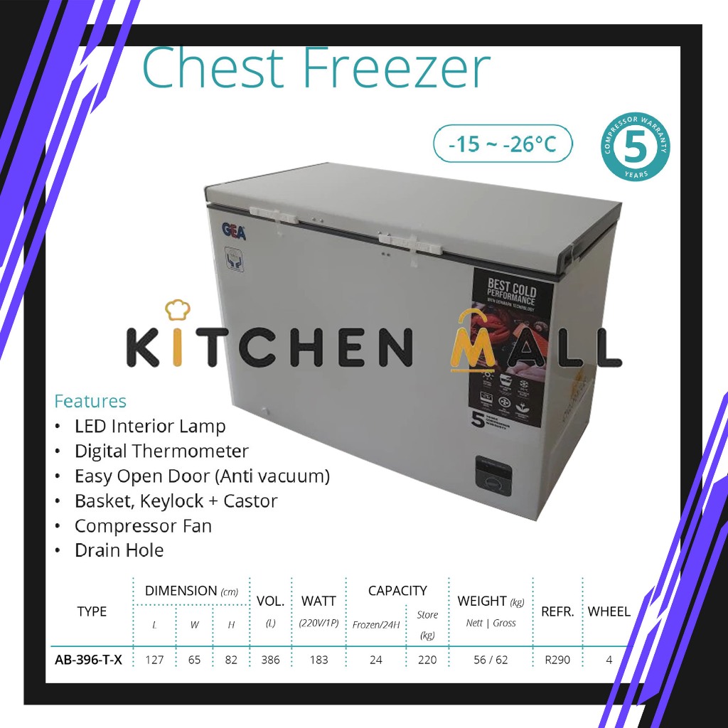 GEA AB-396 T-X AB 396TX AB396TX AB 396 TX chest freezer / freezer kulkas box / freezer daging / kabi