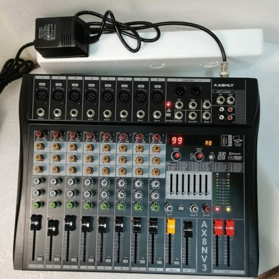 Mixer Audio Ashley AX8N V3 NEW 8 Channel Efek 99 Digital DSP USB MP3 Bluetooth Soundcard PC Original