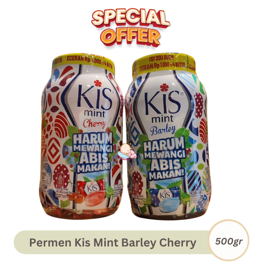 

Permen Kis Mint Cherry & Barley 500gr Jar 200 Butir Harum Kemasan Toples Candy Kiss