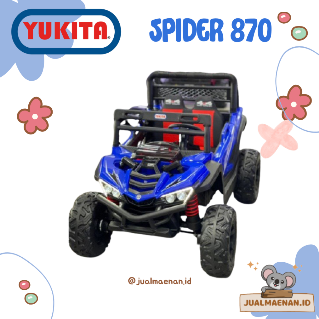 yukita 870 ykt870 Mainan anak mobil aki anak JEEP Spider Ban full karet