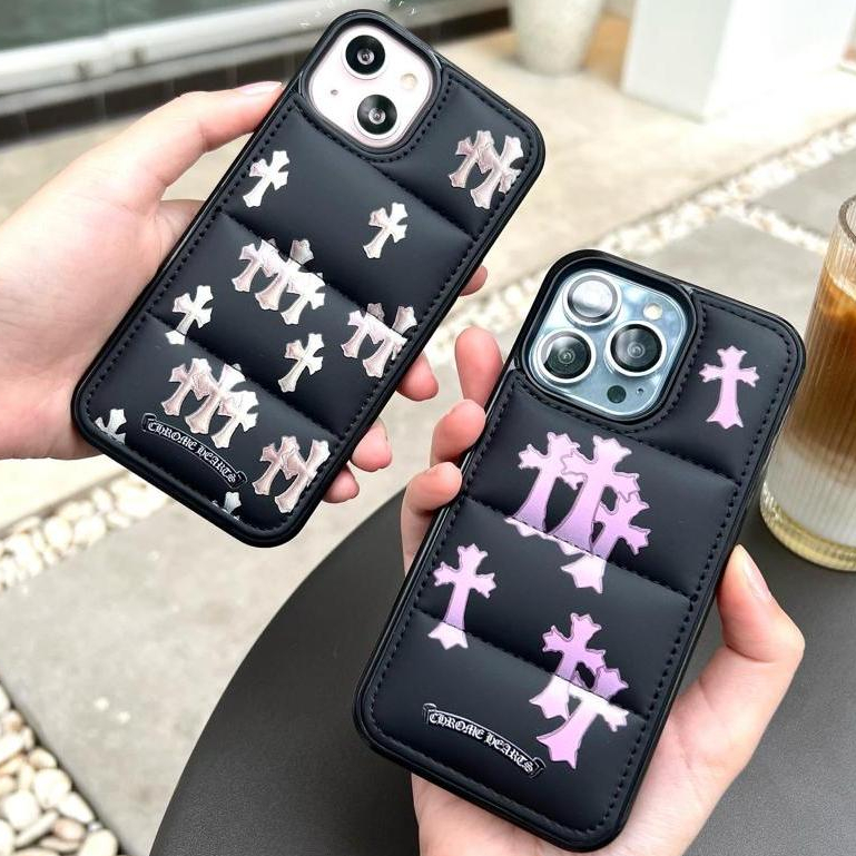NEW  PUFFER CHR*ME CASE HIGH QUALITY IPHONE X - 15 ( REUPLOAD)