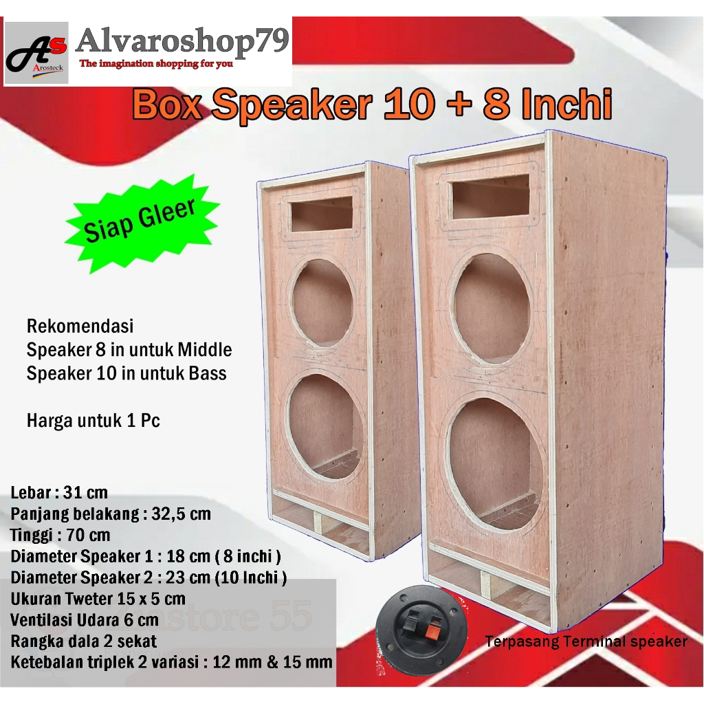Box speaker 10 + 8 inchi double plus+terminal speaker , box speaker 10 & 8 inchi doble, box audio mu