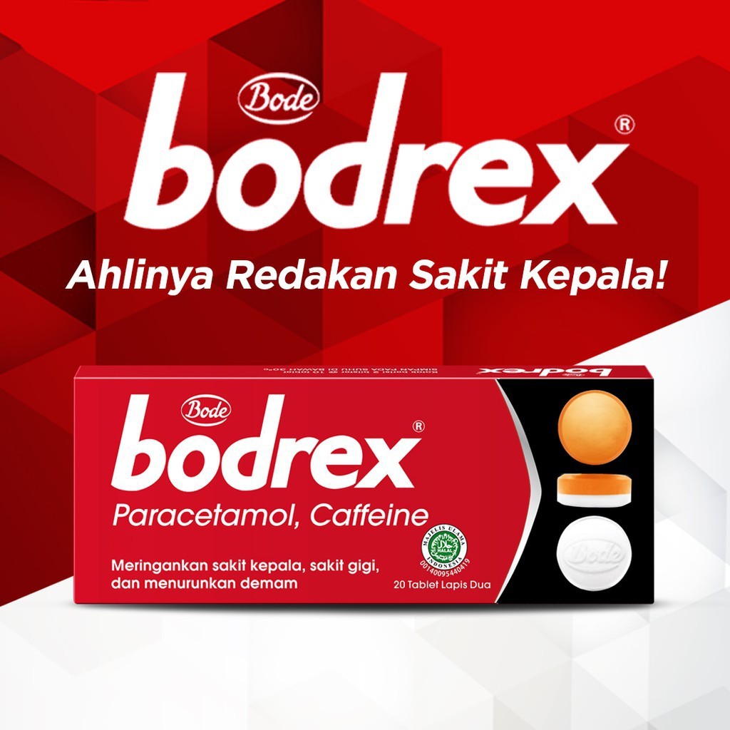 Bodrex Paracetamol Caffeine Tablet ( 1 Box isi 20 tablet ) // Obat Sakit Kepala Demam