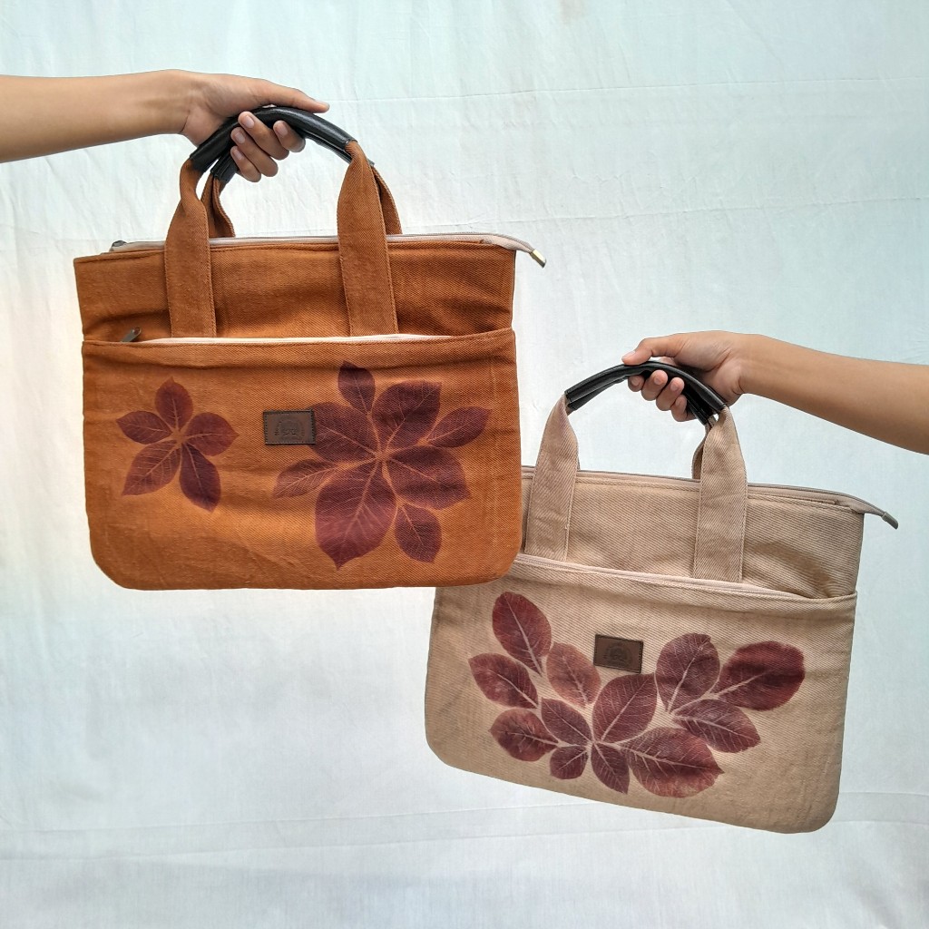 Tas Laptop Ecoprint - Tas Laptop Jinjing - Laptop Case 14 inch - Ecoprint Daun Jati