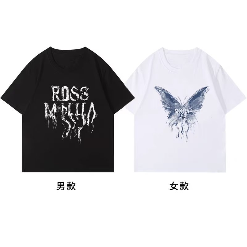 BAJU COUPLE T-SHIRT FASHION PRINTING ROSS&BUTERFLY KATUN 100% IMPORTIR KOREA OVERSIZE NORMAL STYLE