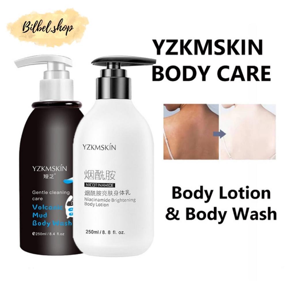 PAKET YZKMSKIN 2PCS Pemutih Badan Korea Body Lotion+ Sabun Lumpur Vulkanik Pencerah Badan Instant Yz