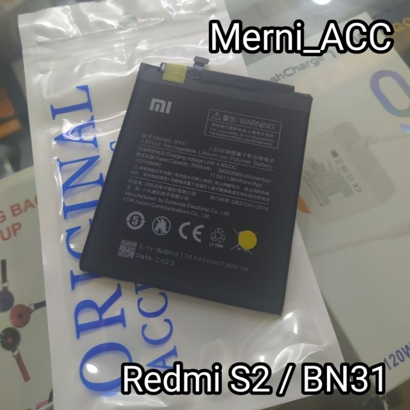 Battery Batre Xiaomi Redmi S2 Baterai BN31 Batteray Original