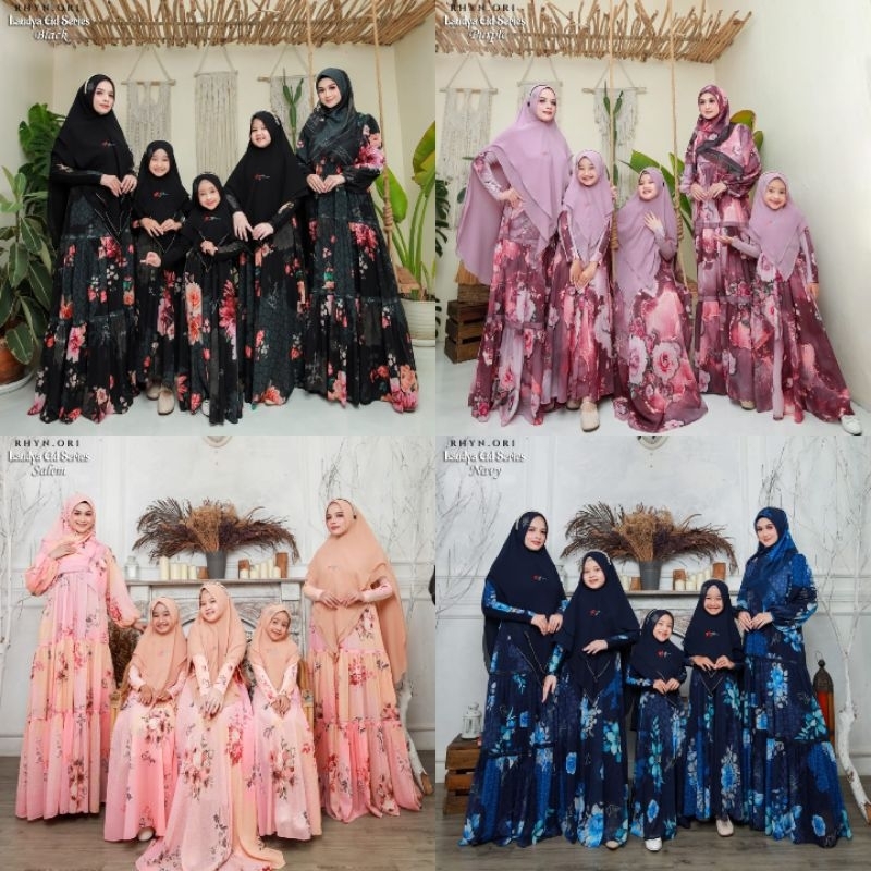 SALE .... (pN) RHYN/ELDEENA LAUDYA COUPLE  Baju Gamis Syari Couple/Sarimbit/Serimbit Ibu dan Anak La