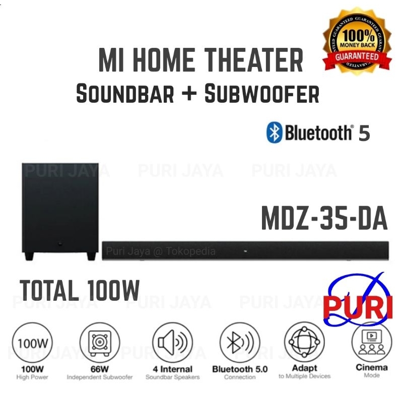 Speaker Mi Soundbar Subwoofer 2.1 Home Cinema Theater Sound Bar MDZ-35-DA