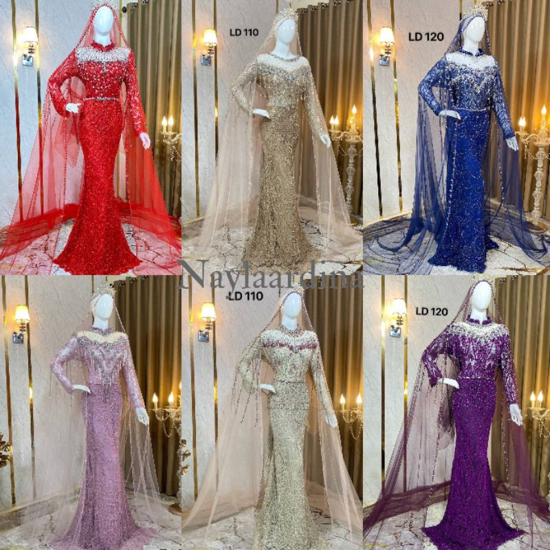 GAUN SLIEM PENGANTIN //GAUN PENGANTIN DUYUNG MODERN//GAUN SLIM MEWAH BEREKOR //GAUN PENGANTIN