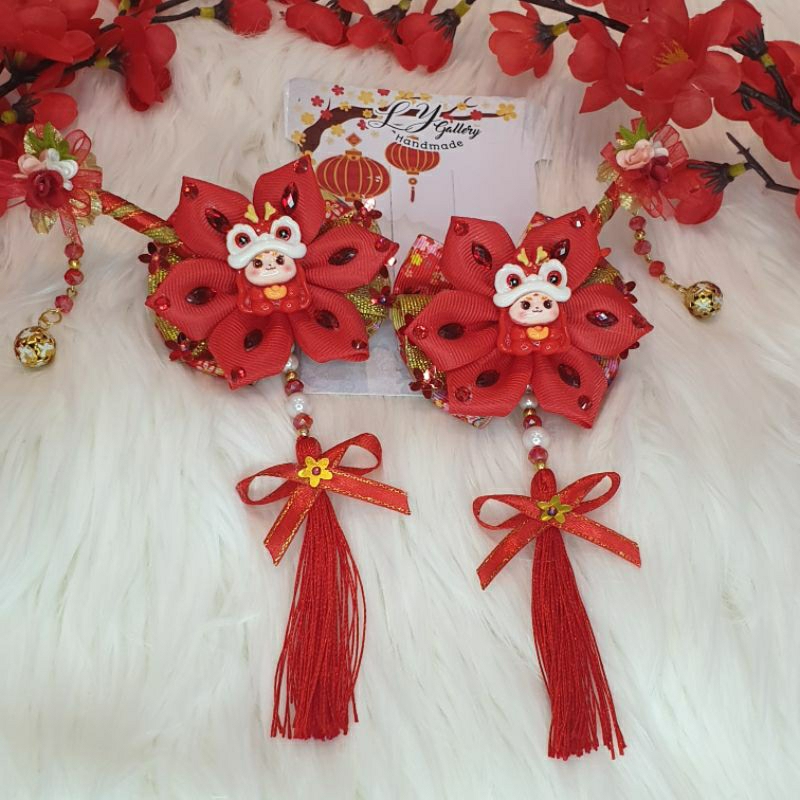Jepit Rambut Pita Imlek  || Jepit Rambut Pita CNY ||  Pita Rambut Imlek