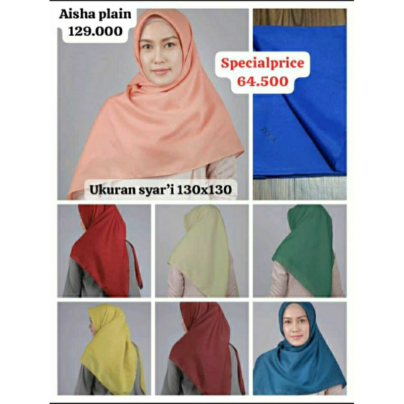 Scarf Aisha Plain by Zoya 130cmx130cm UKURAN JUMBO7