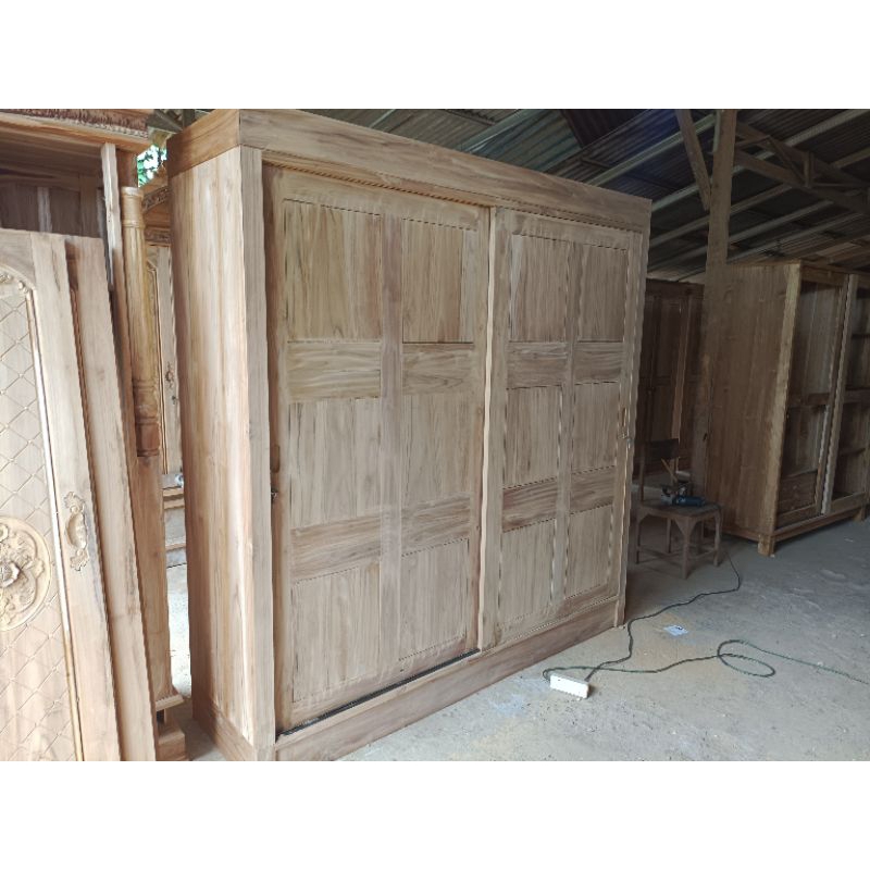 MF almari pintu empat 4 sliding minimalis kaca