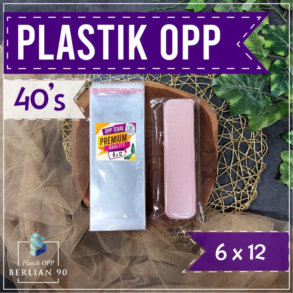 PLASTIK OPP TEBAL Lem Uk 6x12 cm Tebal 40's Micron Premium isi 100 pcs Termurah / Plastik Bening Lem