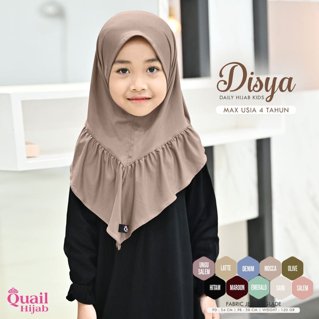 Jilbab Jersey Premium Anak Daily Hijab DISYA Quail Original