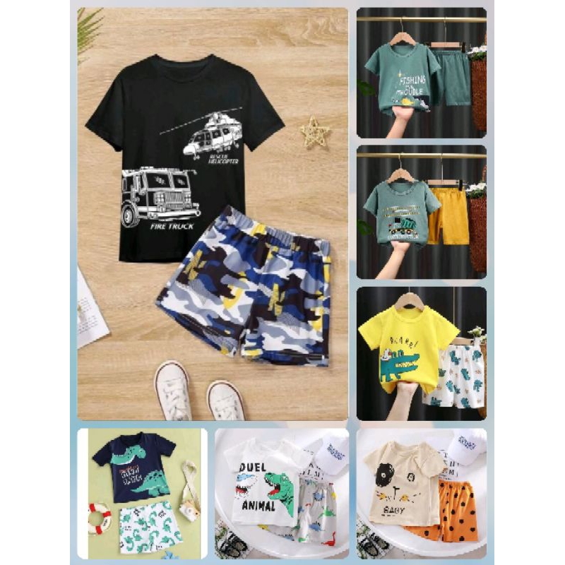 1-5 TAHUN SETELAN BAJU BAYI DAN ANAK LAKI LAKI KARAKTER HEWAN