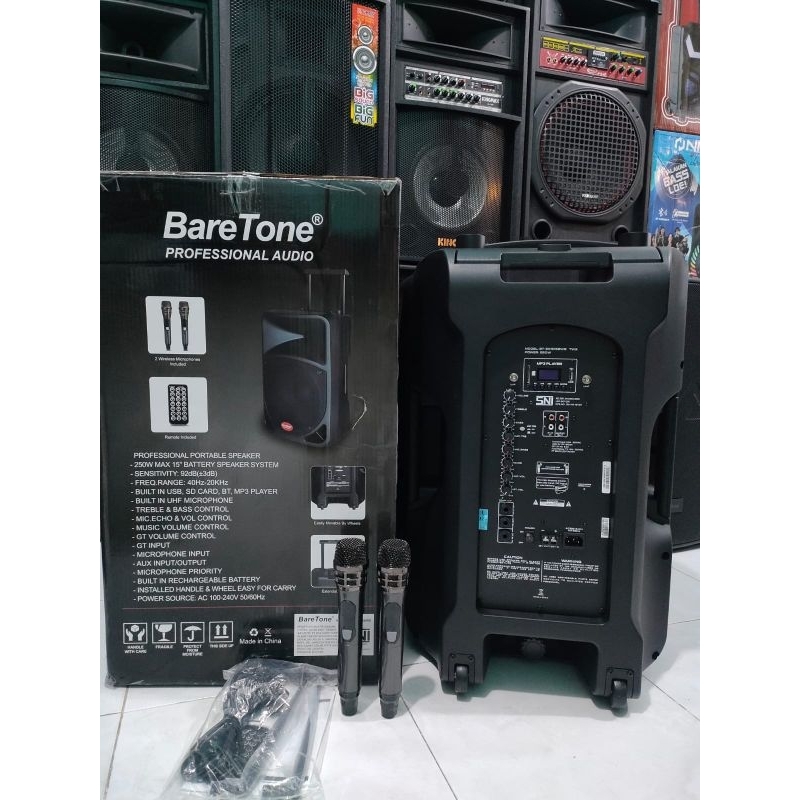 Speaker Portabel Baretone 15" MAX15BWR Bluetooth Karaoke 15BWR