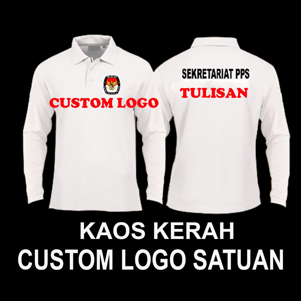 Baju Kaos LENGAN PANJANG Polo Wangki Kerah Gratis bordir atau sablon logo dan nama