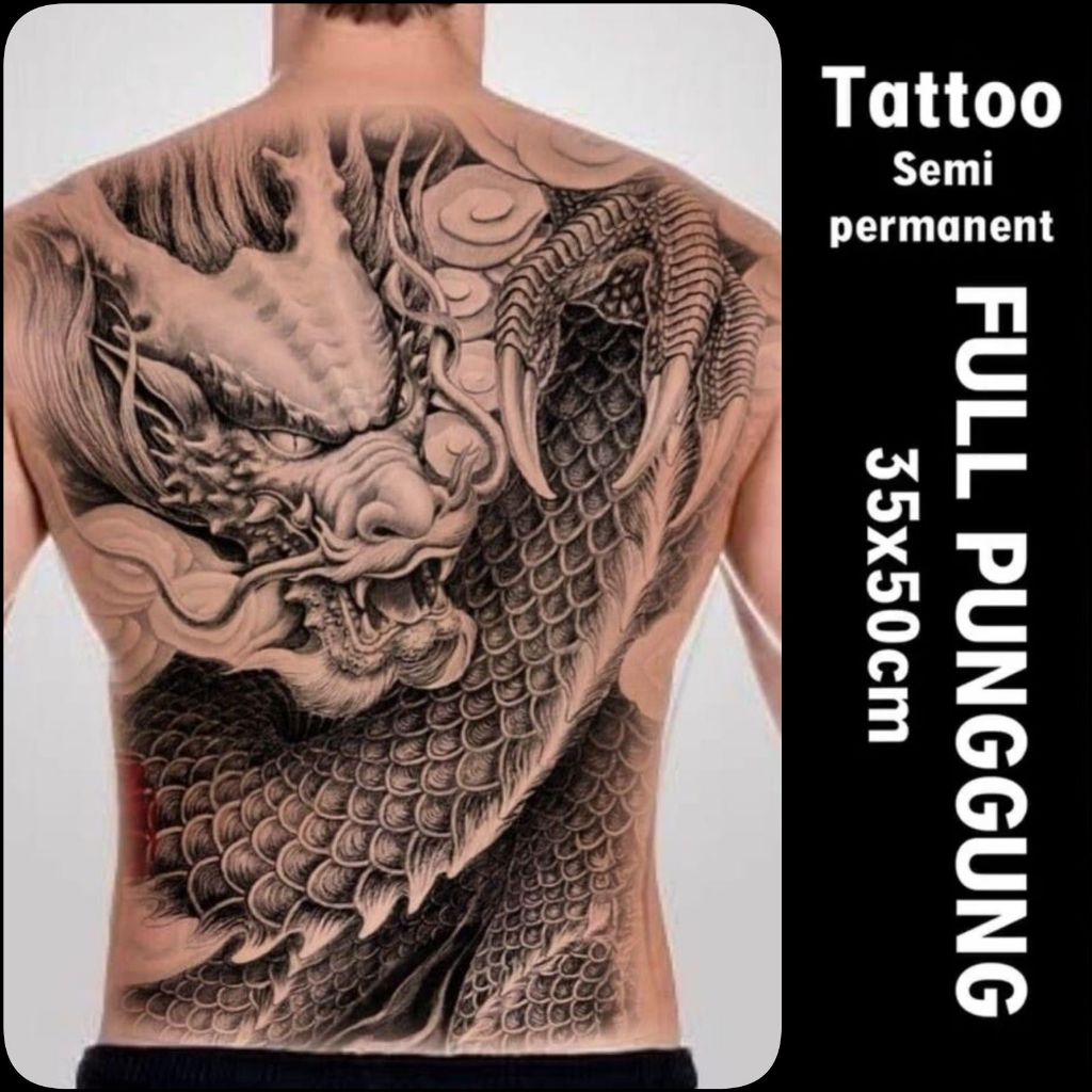 FRUITINKTATTOO - Tato Temporer Semi Permanent Seri TB (Tato Badan Full Punggung) / Tato anti air Kod