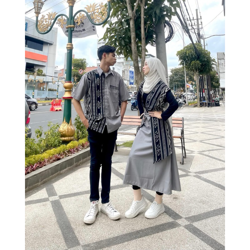 set couple dress naomy & kemeja tenun etnik,couple baju prewedding,baju lebaran,baju muslimah