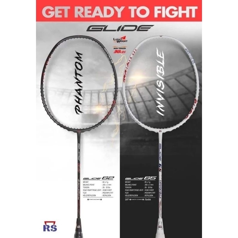 Promo Paket Lengkap Raket Badminton RS GLIDE 62/GLIDE 65 Original