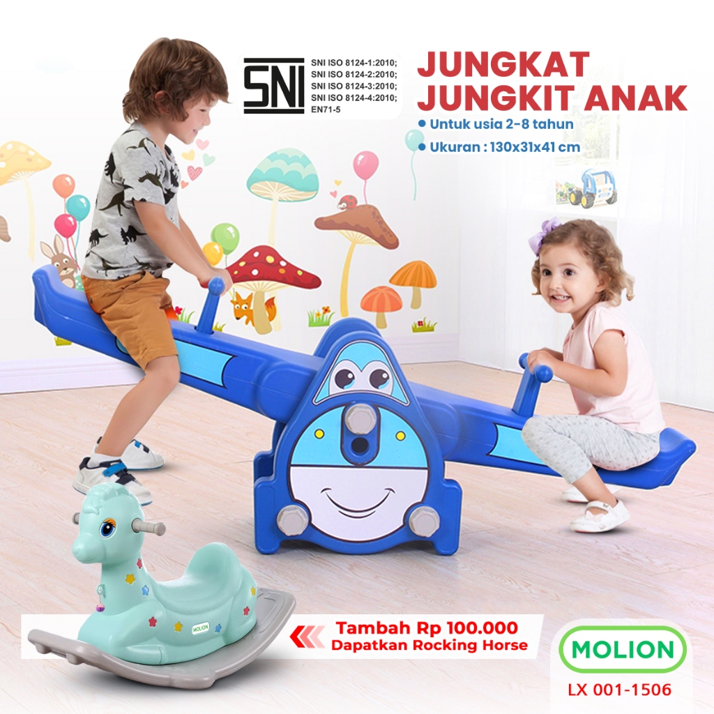 MOLION SNI Mainan Jungkat Jungkit Anak Seesaw Prosotan Playground Perosotan Kuda Kudaan Jungkat-Jung